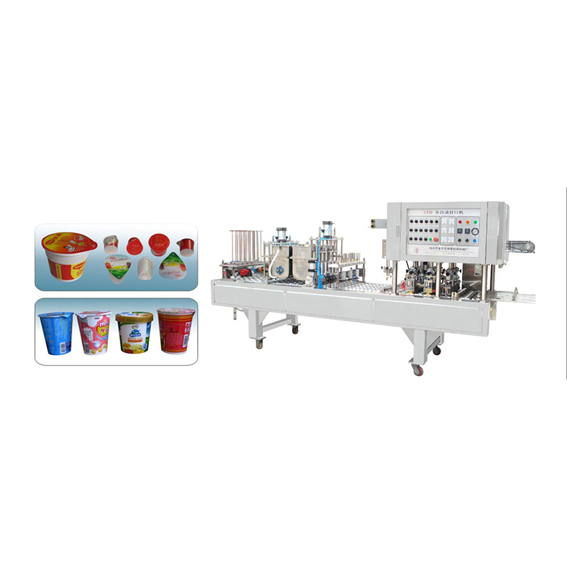 Pre cut lid yogurt filling sealing machine